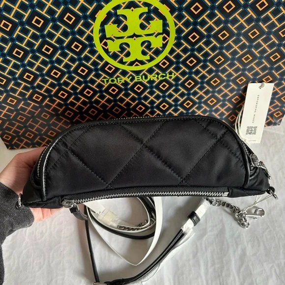 Tory Burch Willa Quilted Nylon Belt Bag Black Fanny Pack Crossbody Bag - Picture 5 of 11
